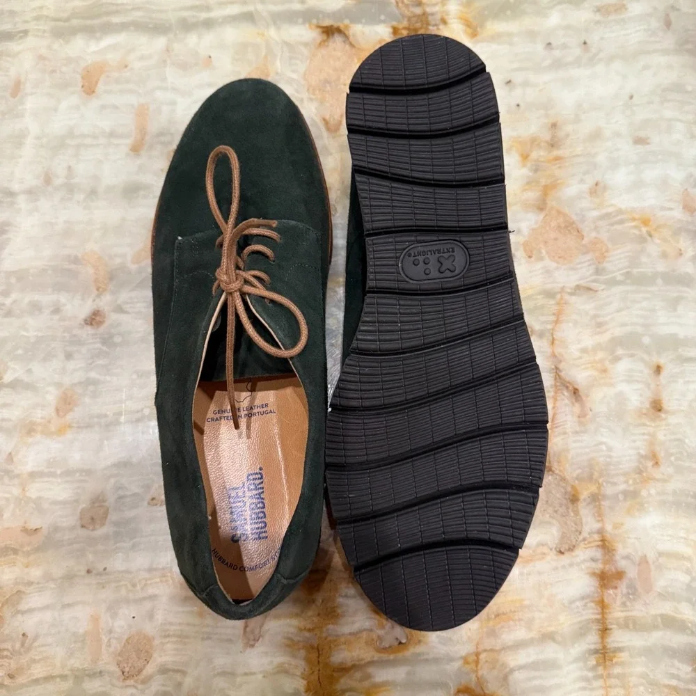 Samuel Hubbard Mens Oxford‎ Dress Shoe Dark Green Lace Up Almond Toe Size 9